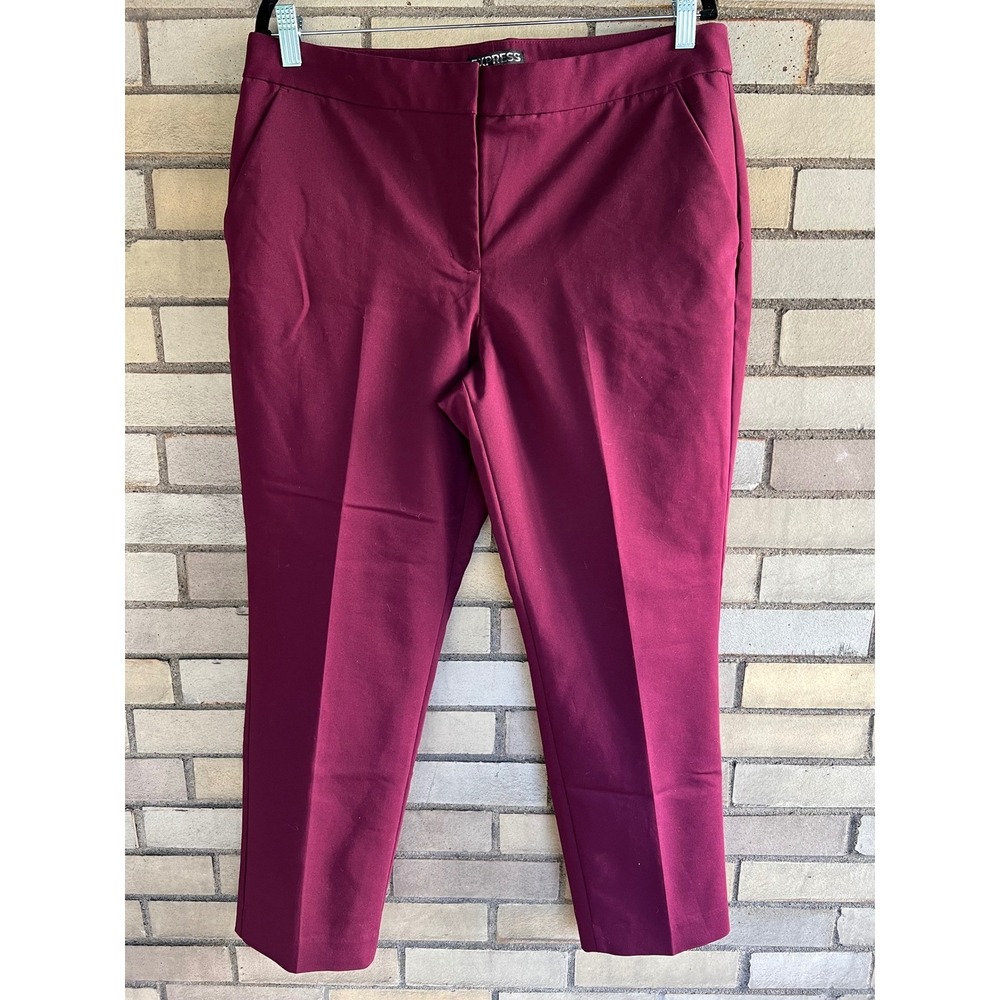 Express Columnist Ankle Pants Burgundy Wine Size 14 Stretch Trousers